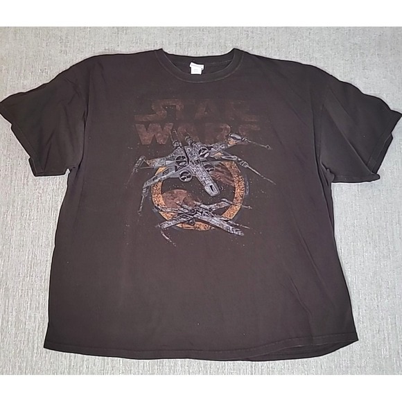 Star Wars X Wing Starfighters Lucasfilm Y2K Brown Men's 2XL Short Sleeve Shirt - Picture 2 of 11